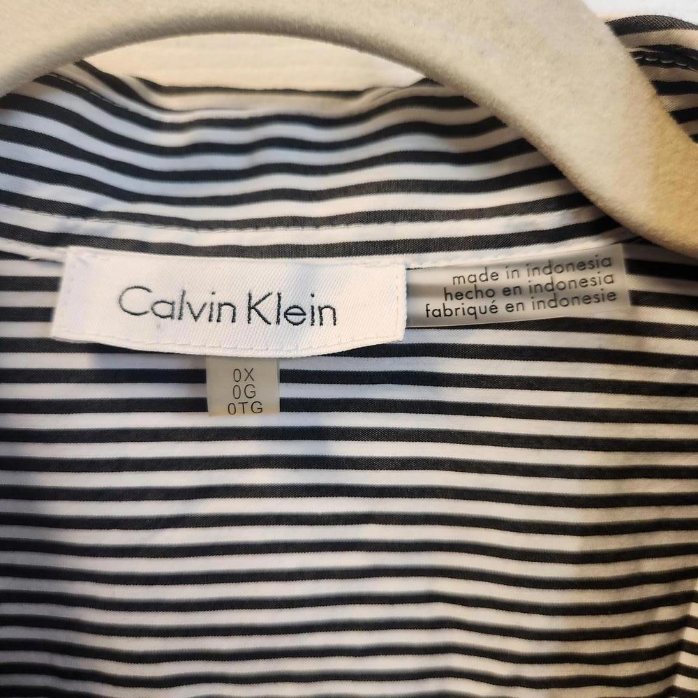 Calvin Klein Women's Striped Lace-Up Blouse- Size 0X - Picture 2 of 9